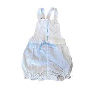 VTG Girl Bubble Romper 24 Months  One Piece Vintage 80s  Easter Blue floral Lace